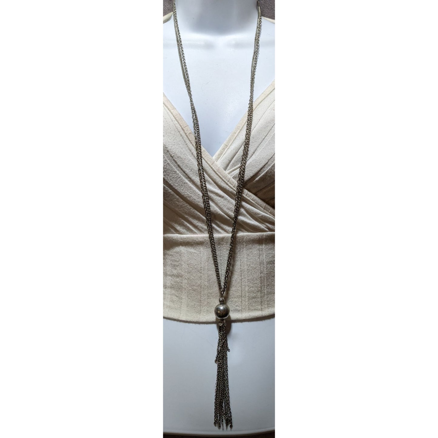 Silver Chain Tassel Necklace