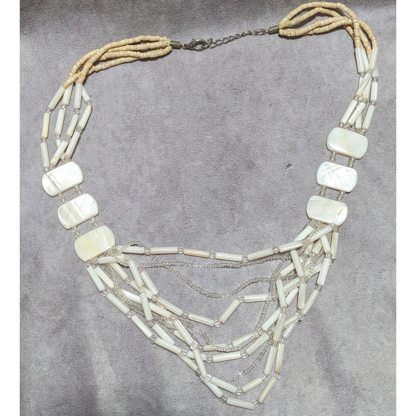 Mother Of Pearl Cream Beaded Shell Necklace