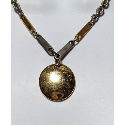 Funky Silver And Gold Pendant Necklace