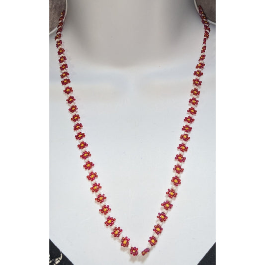 Coquette Cottagecore Fairycore Handmade Daisy Seed Bead Necklace Floral Beaded Choker