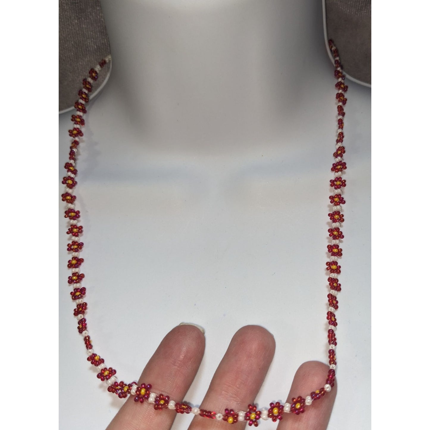 Coquette Cottagecore Fairycore Handmade Daisy Seed Bead Necklace Floral Beaded Choker