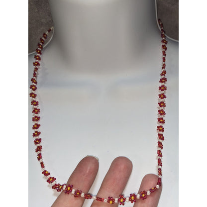 Coquette Cottagecore Fairycore Handmade Daisy Seed Bead Necklace Floral Beaded Choker
