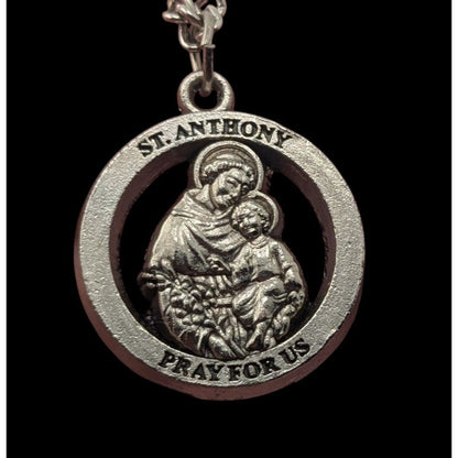 Religious Catholic Vintage Style St Anthony Pray for Us Medal Necklace