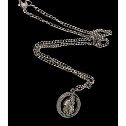 Religious Catholic Vintage Style St Anthony Pray for Us Medal Necklace