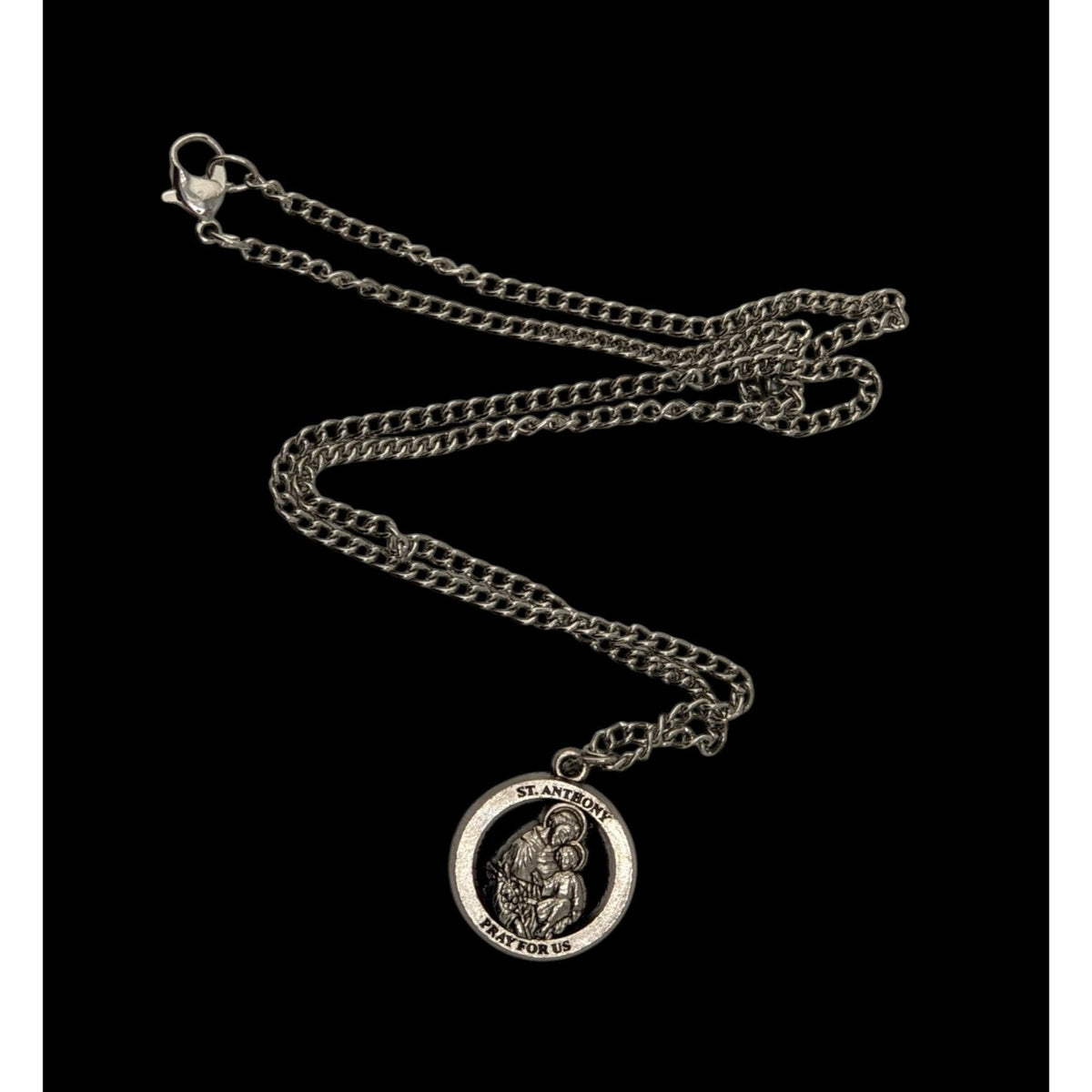 Religious Catholic Vintage Style St Anthony Pray for Us Medal Necklace