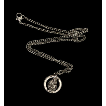 Religious Catholic Vintage Style St Anthony Pray for Us Medal Necklace