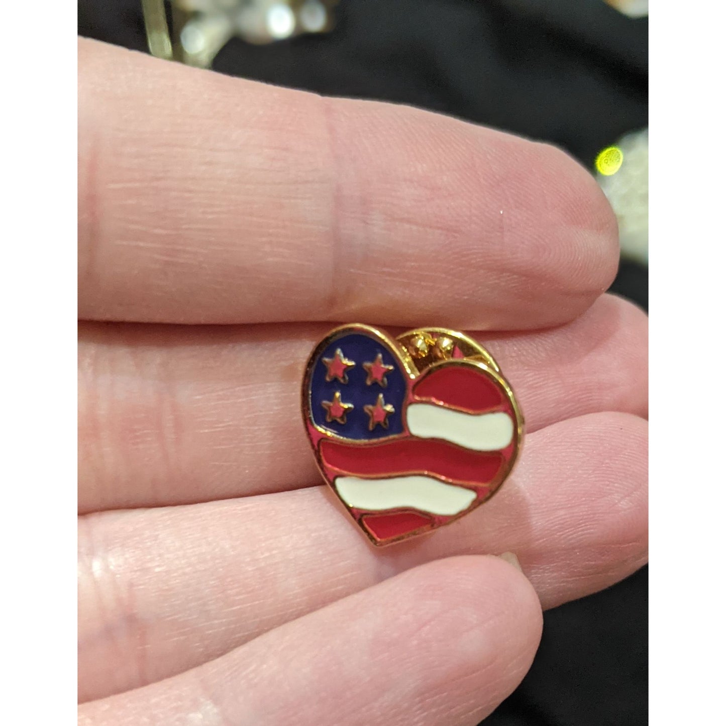 Vintage Avon Heart US Flag Collectible Lapel Pin