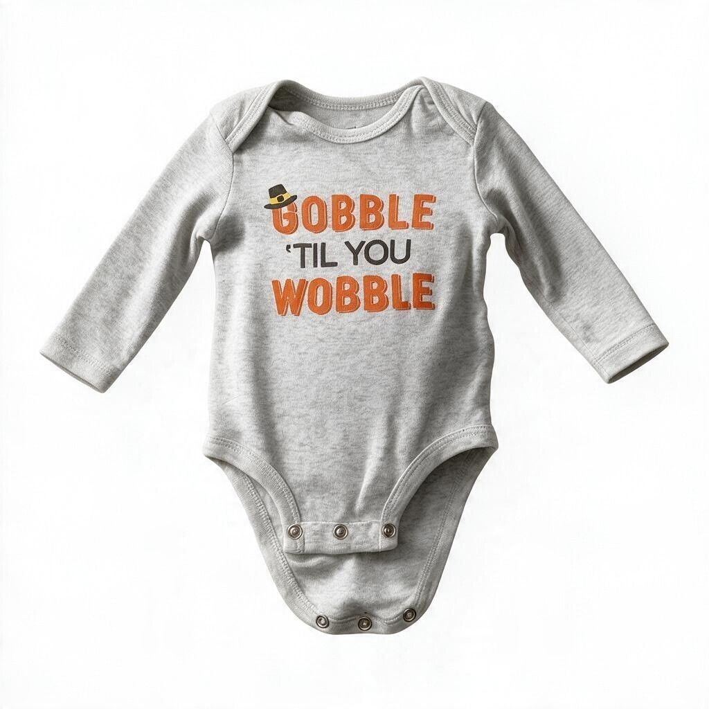Carters Thanksgiving Baby Bodysuit 3 Months Gobble Til You Wobble Long Sleeve