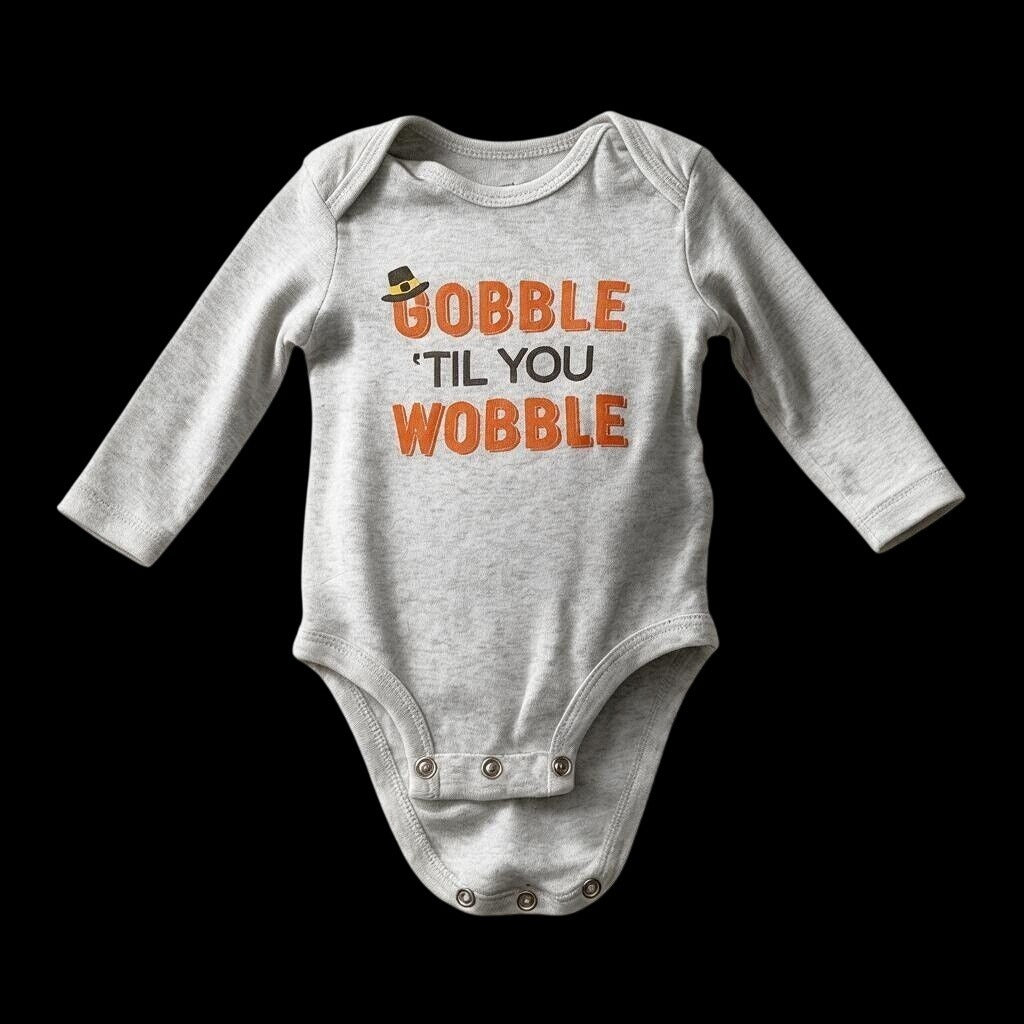 Carters Thanksgiving Baby Bodysuit 3 Months Gobble Til You Wobble Long Sleeve