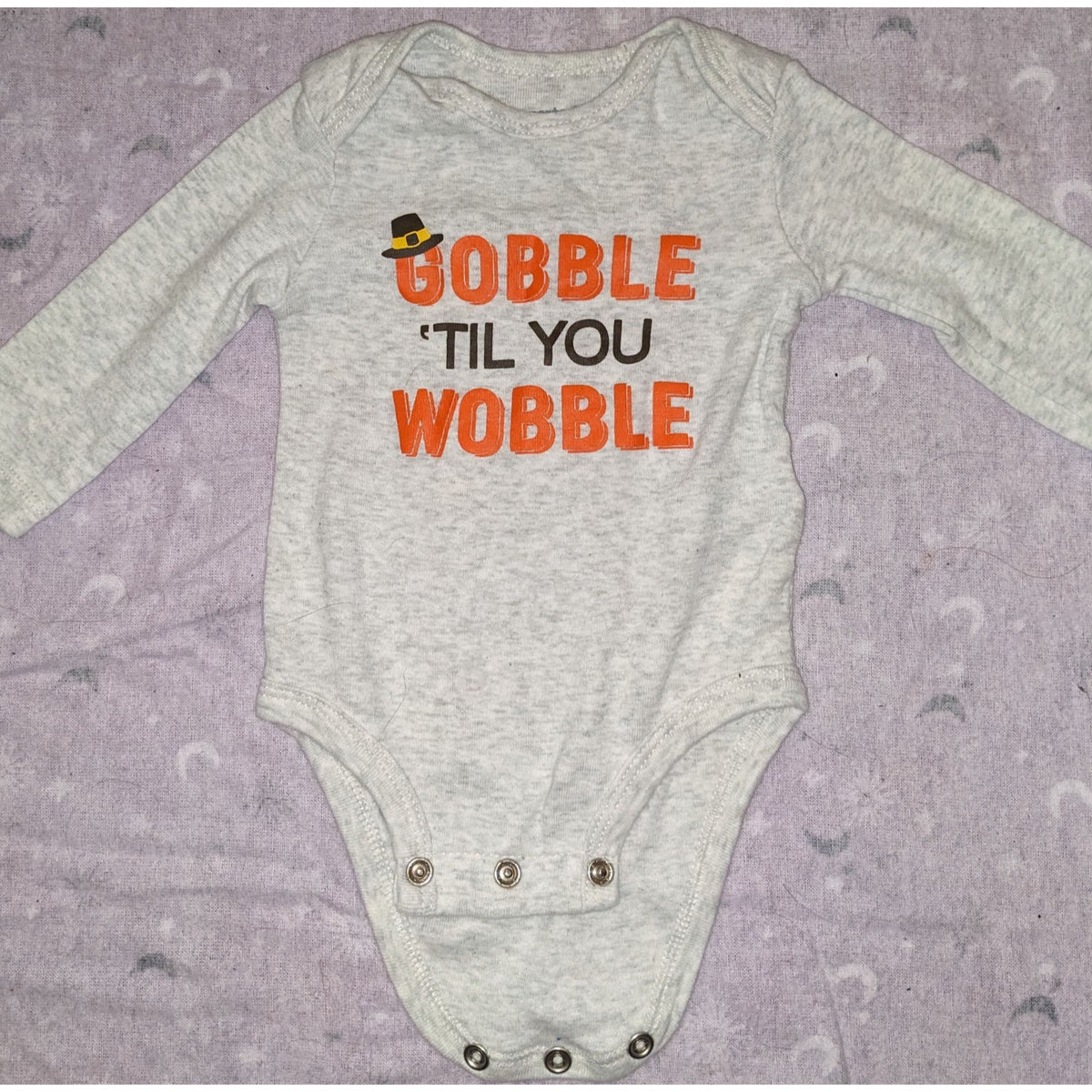 Carters Thanksgiving Baby Bodysuit 3 Months Gobble Til You Wobble Long Sleeve