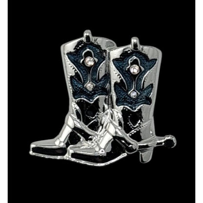 Western Rhinestone Cowboy Boot Enamel Brooch