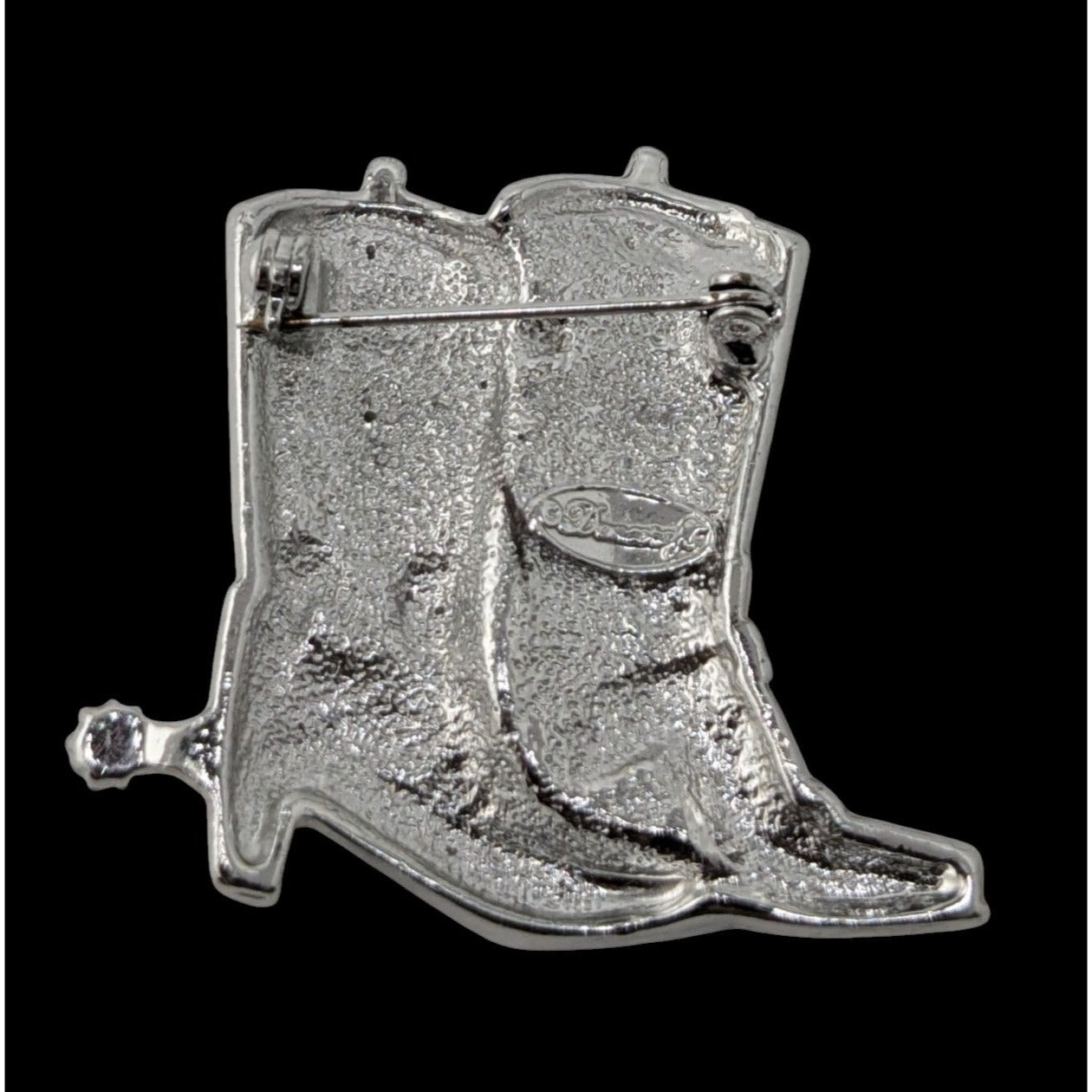 Western Rhinestone Cowboy Boot Enamel Brooch