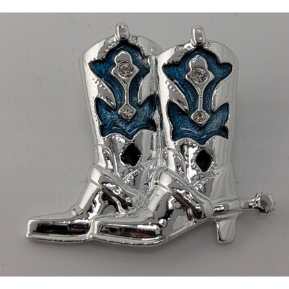 Western Rhinestone Cowboy Boot Enamel Brooch