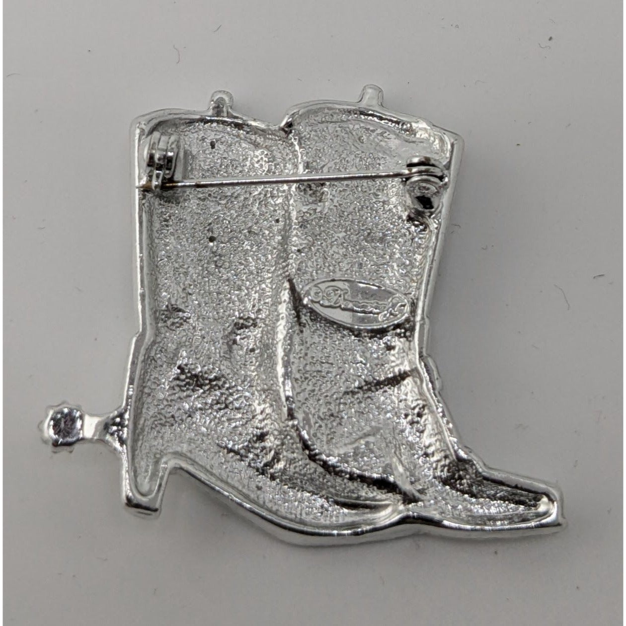 Western Rhinestone Cowboy Boot Enamel Brooch