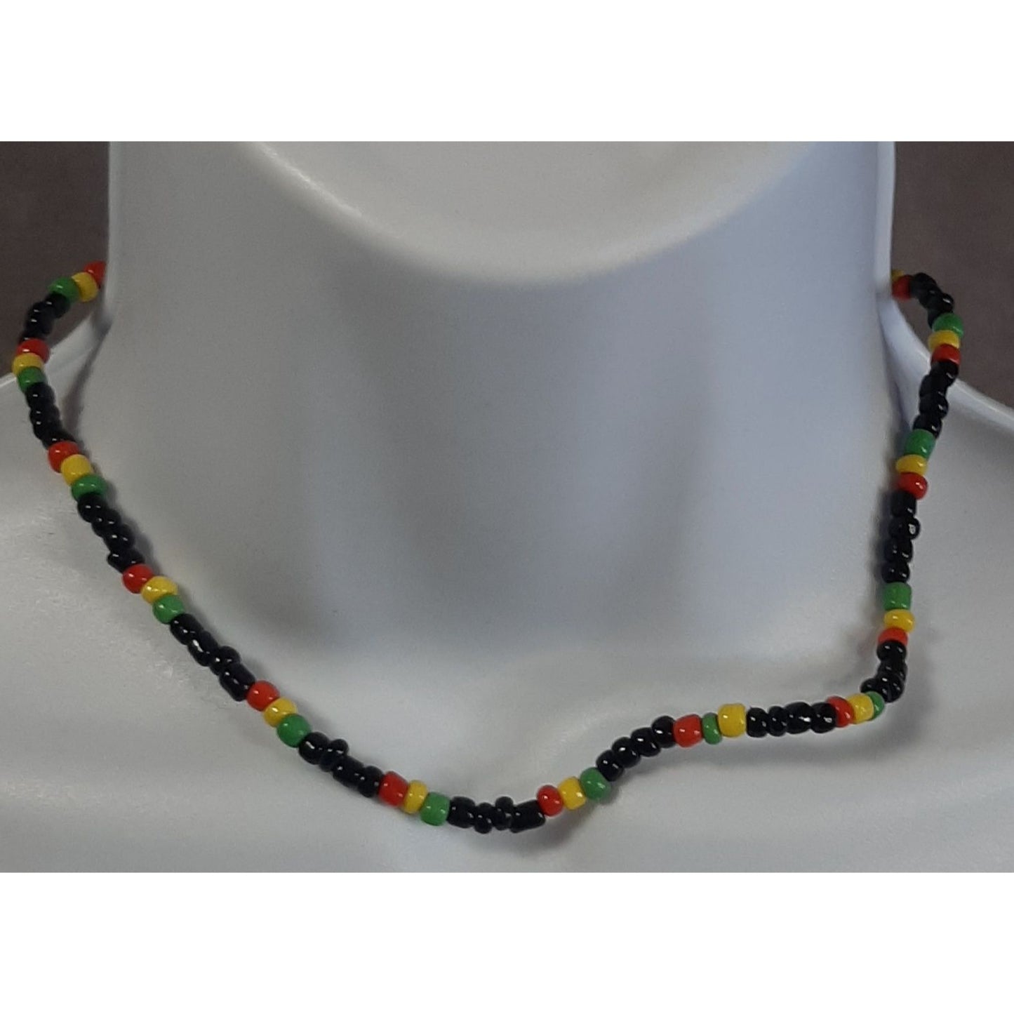 Vintage 90s Rasta-Inspired Beaded Necklace