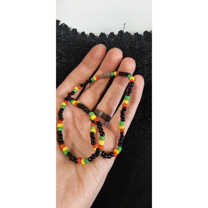 Vintage 90s Rasta-Inspired Beaded Necklace