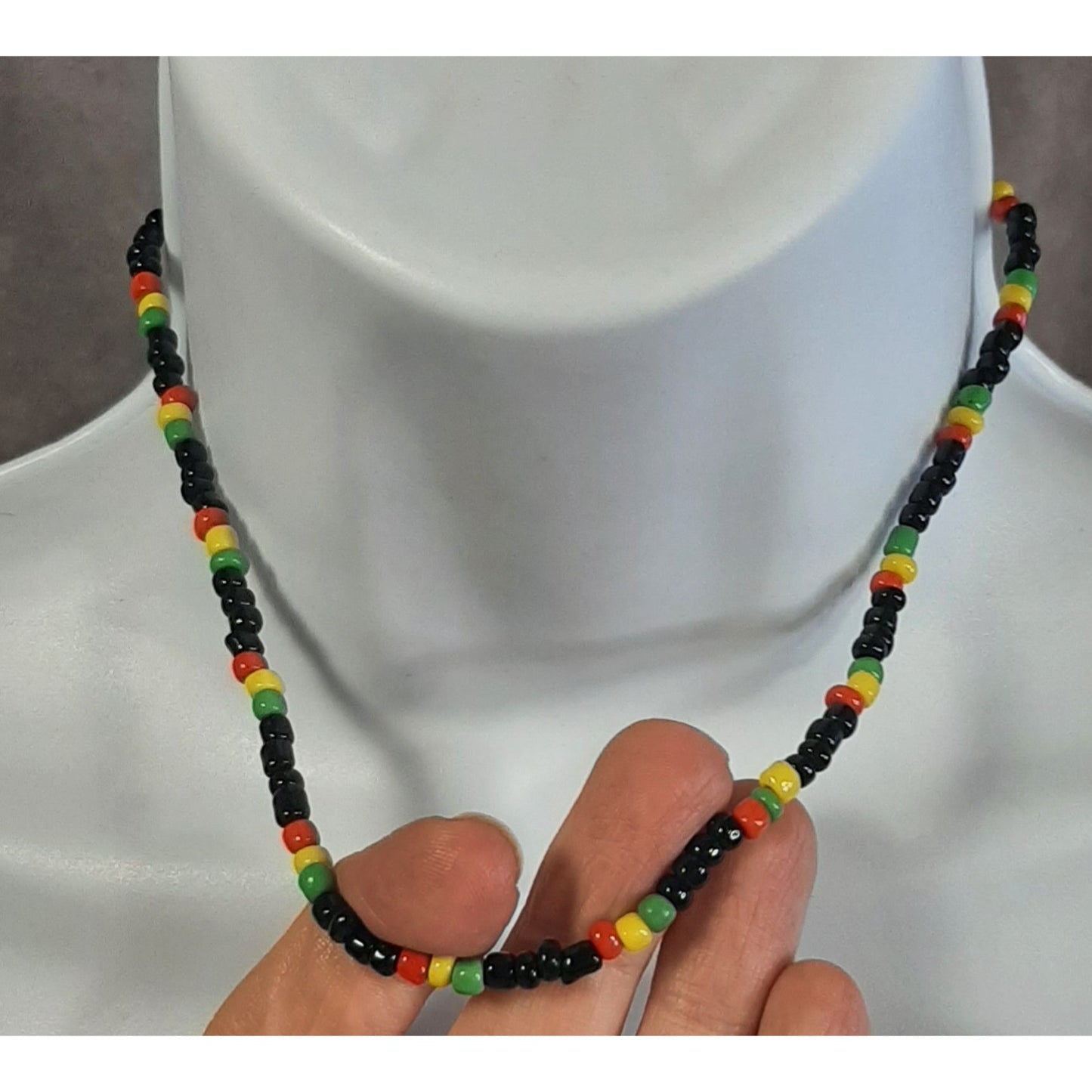 Vintage 90s Rasta-Inspired Beaded Necklace