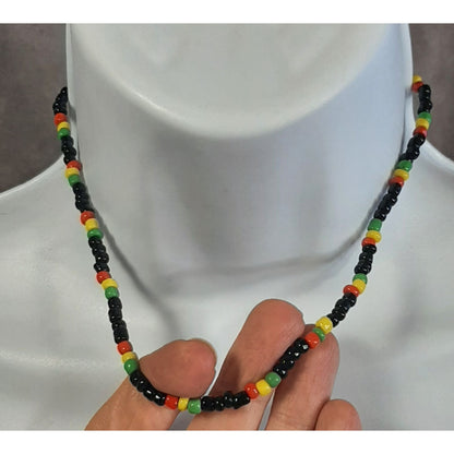 Vintage 90s Rasta-Inspired Beaded Necklace