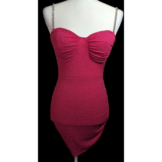 Windsor Raise A Glass Pink Glitter Mini Dress With Rhinestone Straps