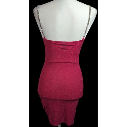 Windsor Raise A Glass Pink Glitter Mini Dress With Rhinestone Straps