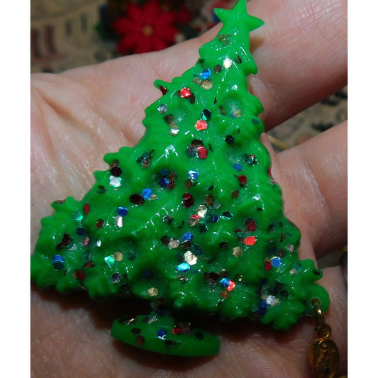 Vintage 1950s Mother Mary Christmas Tree Brooch