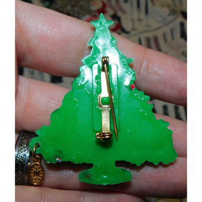 Vintage 1950s Mother Mary Christmas Tree Brooch
