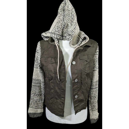 90s Grunge Style Green And Grey Hooded Jacket by Wallflower