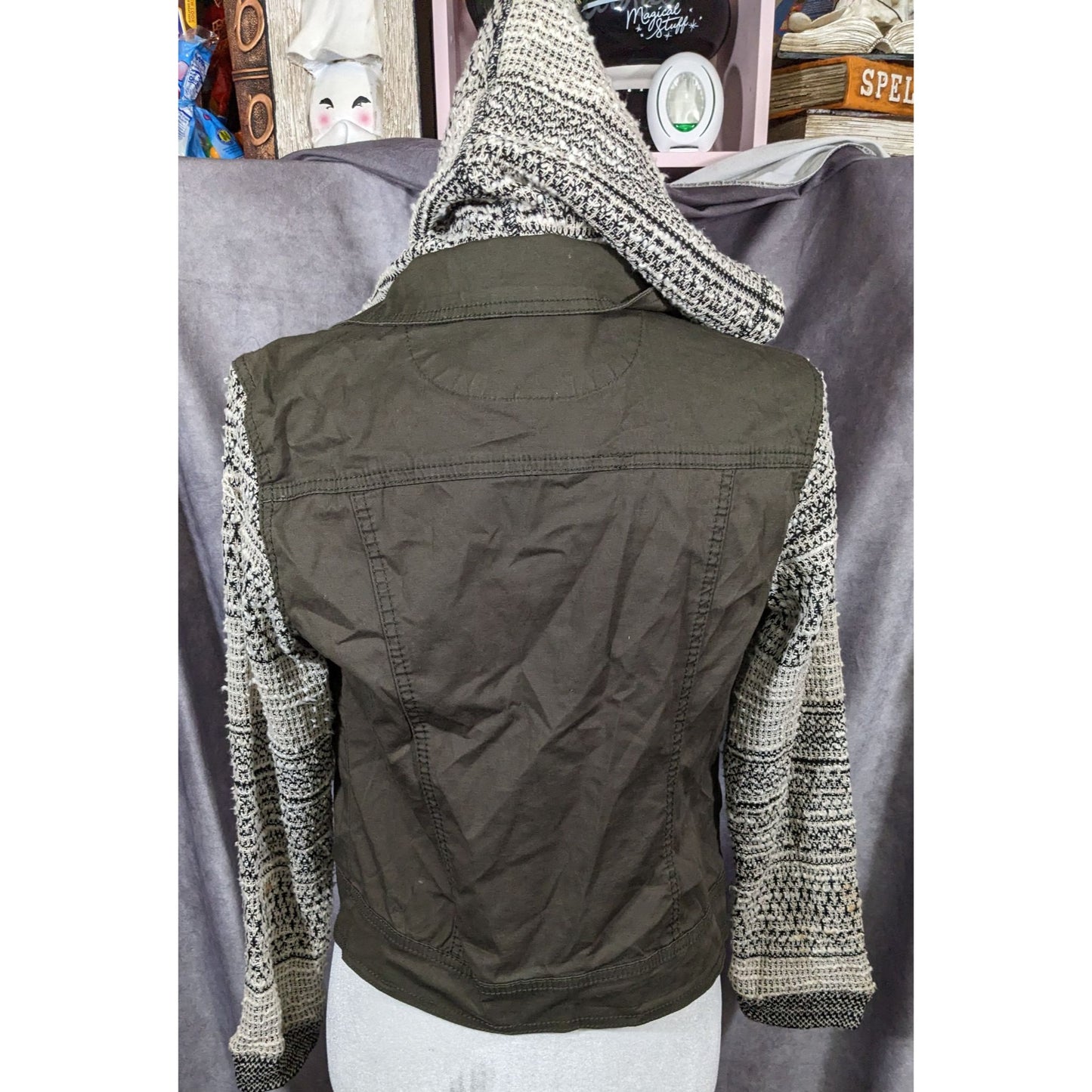 90s Grunge Style Green And Grey Hooded Jacket by Wallflower