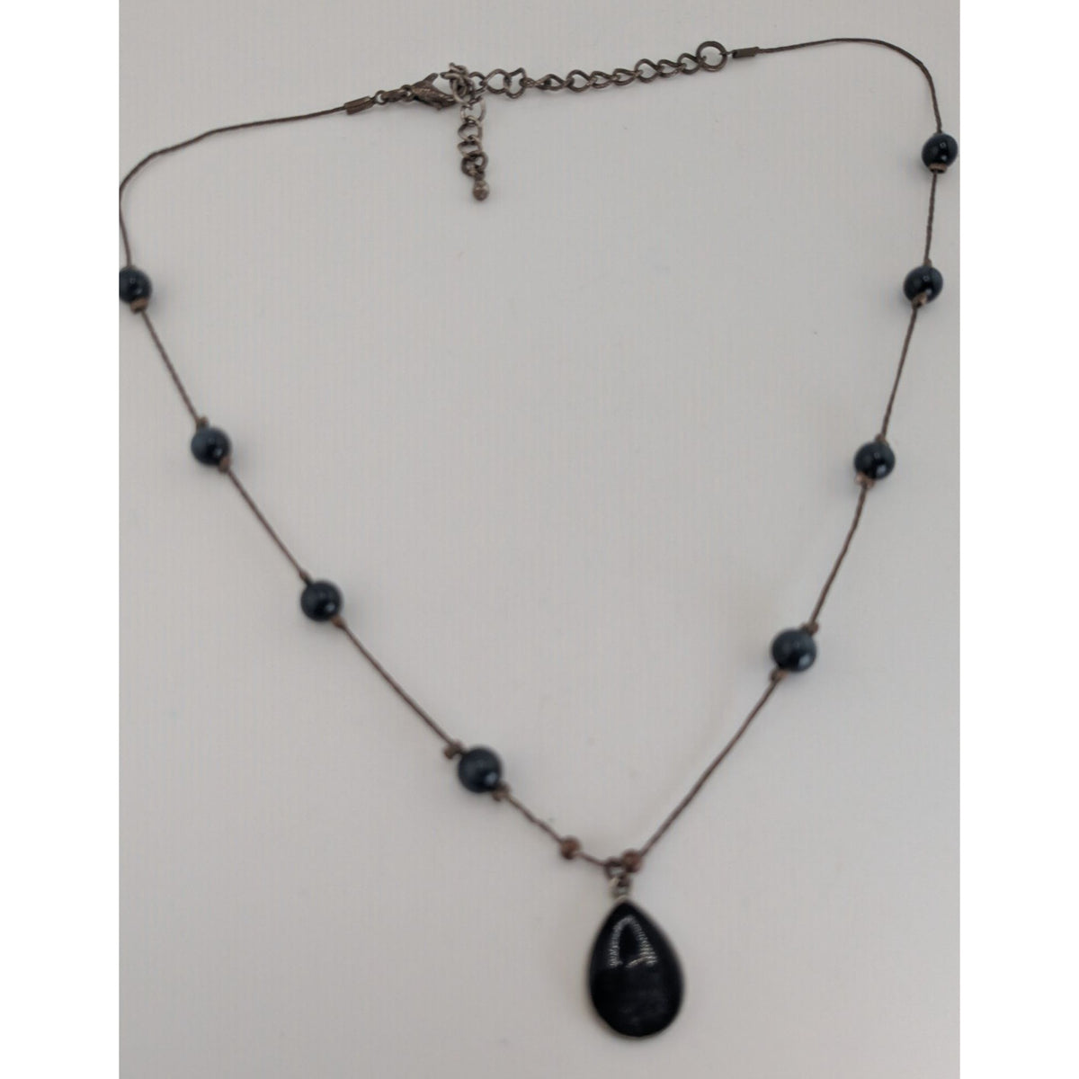 Gothic Witchy Minimalist Black Teardrop Station Pendant Necklace