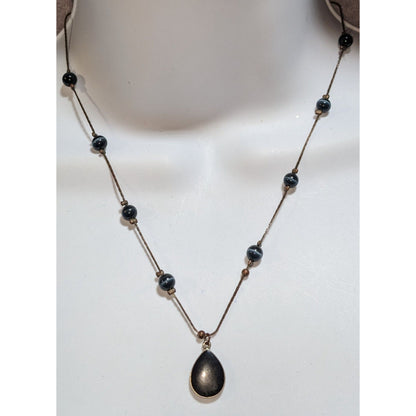 Gothic Witchy Minimalist Black Teardrop Station Pendant Necklace