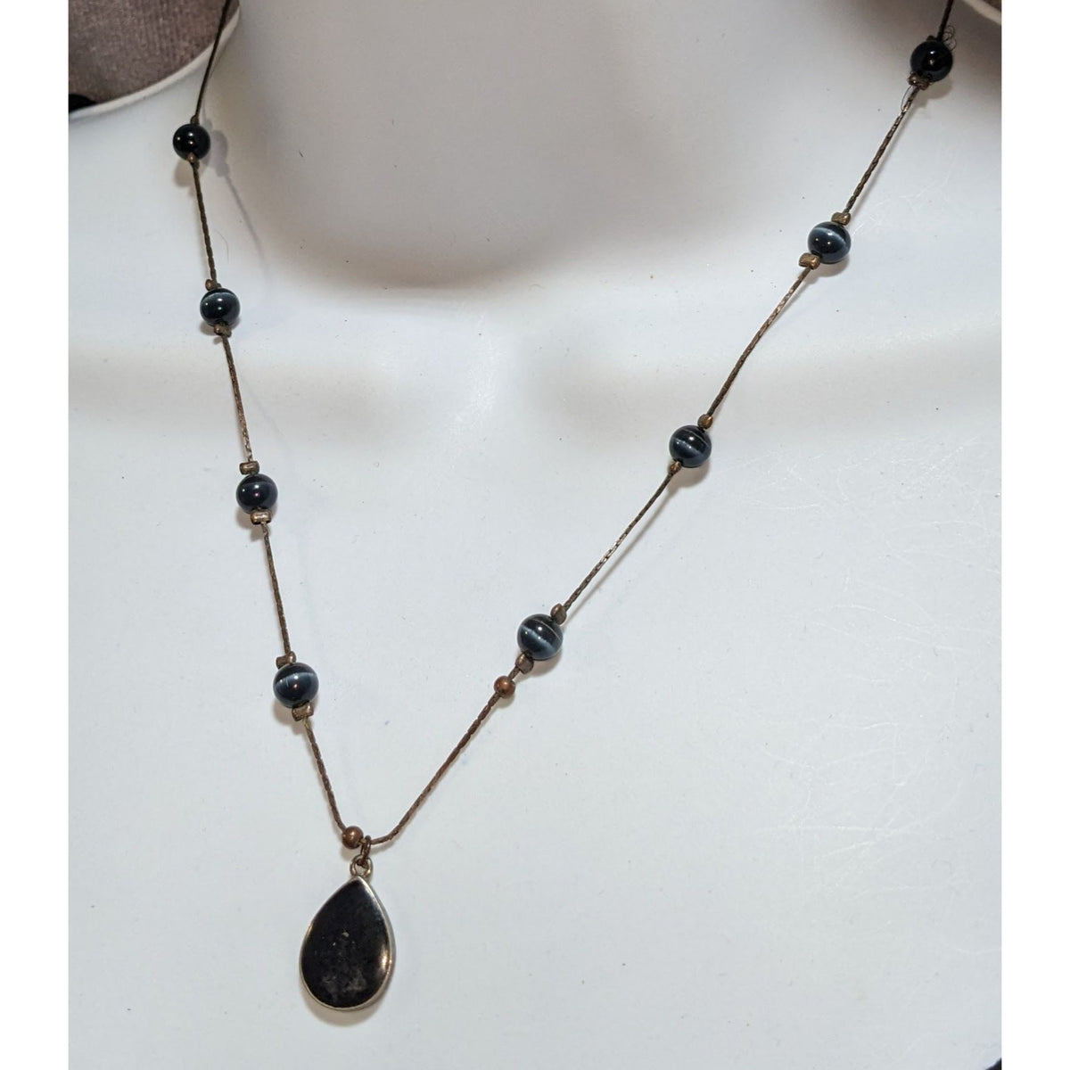 Gothic Witchy Minimalist Black Teardrop Station Pendant Necklace