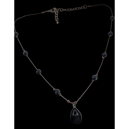 Gothic Witchy Minimalist Black Teardrop Station Pendant Necklace
