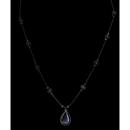Gothic Witchy Minimalist Black Teardrop Station Pendant Necklace