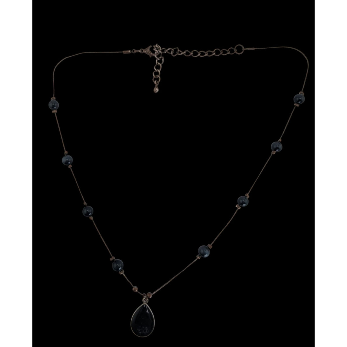 Gothic Witchy Minimalist Black Teardrop Station Pendant Necklace