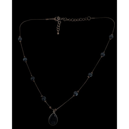 Gothic Witchy Minimalist Black Teardrop Station Pendant Necklace