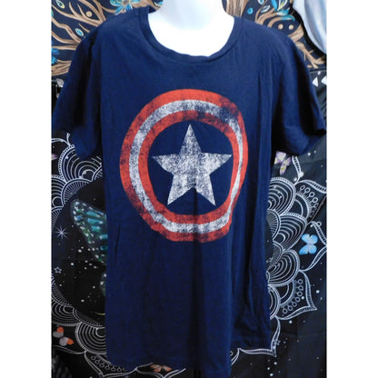 Distressed Captain America Tee Blue With Red And White Print