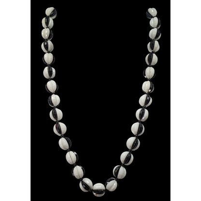 Vintage Black And White Hollow Faceted Beaded Necklace