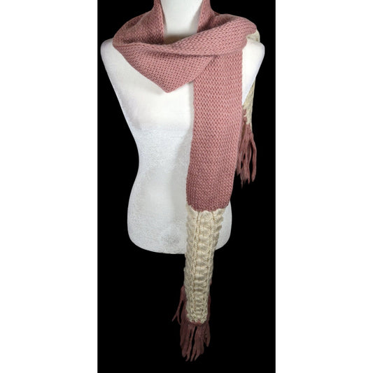 Vintage Handmade Victorian Rose Pink And Cream Scarf