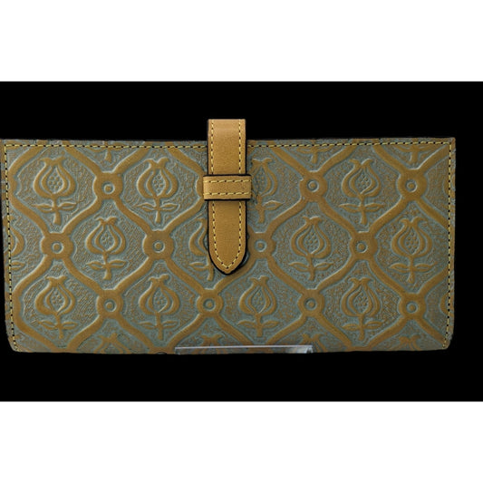 Meryan Embossed Isabelino Wallet In Handworked Vegetable Tanned Cow Leather 7x3.5x1