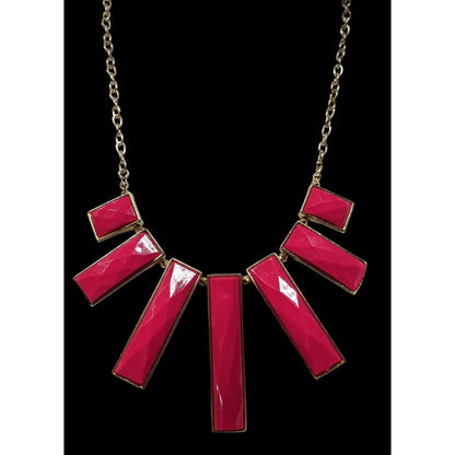 80s Glam Pink And Gold Tone Graduated Pillar Necklace