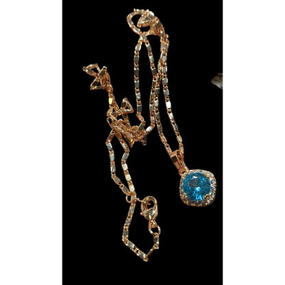 Whimsical Fantasy Simulated Topaz And Cubic Zirconia Pendant Necklace