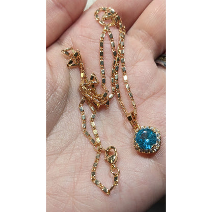 Whimsical Fantasy Simulated Topaz And Cubic Zirconia Pendant Necklace