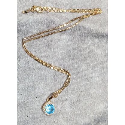 Whimsical Fantasy Simulated Topaz And Cubic Zirconia Pendant Necklace