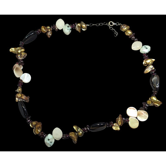Mermaidcore Nature Inspired Shell Blister Pearl And Gemstone Beaded Necklace