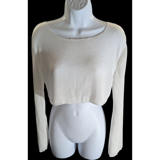 Mesh Long Sleeve Crop Top White Summer Rave Festival