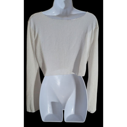 Mesh Long Sleeve Crop Top White Summer Rave Festival