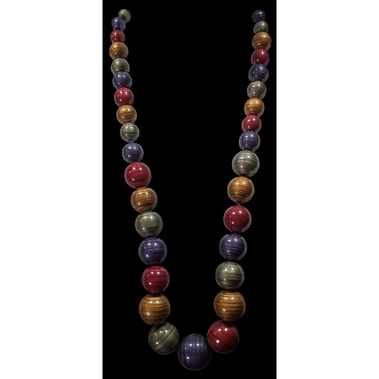 Vintage Jewel Tone Metallic Swirl Beaded Necklace