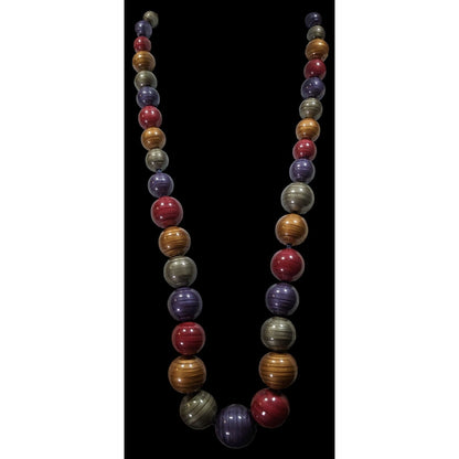 Vintage Jewel Tone Metallic Swirl Beaded Necklace