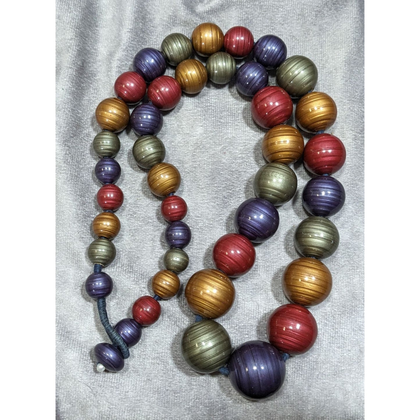 Vintage Jewel Tone Metallic Swirl Beaded Necklace