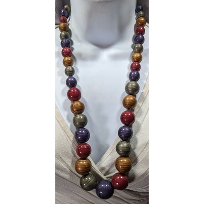 Vintage Jewel Tone Metallic Swirl Beaded Necklace